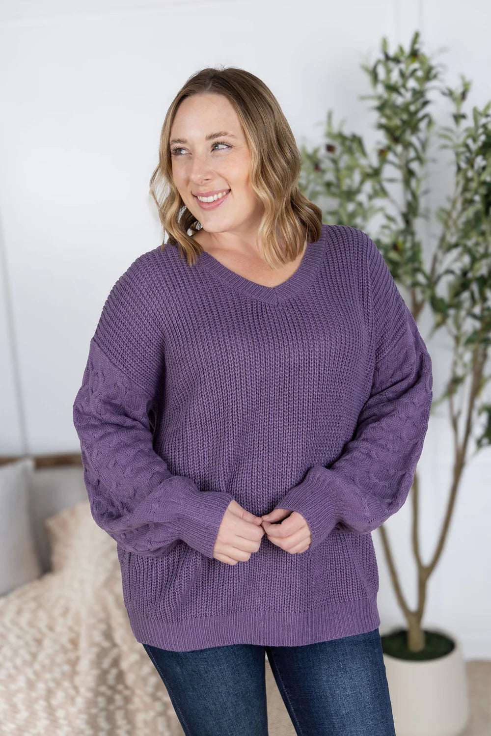 Purple Talina V Neck Sweater