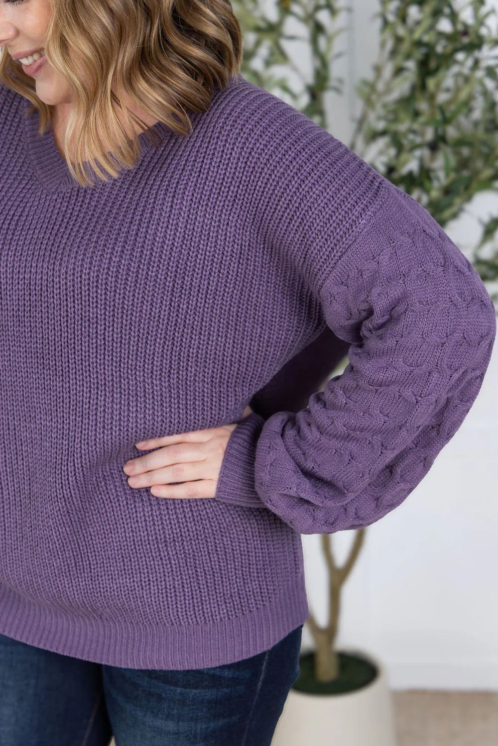 Purple Talina V Neck Sweater