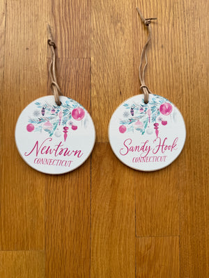 Hometown Watercolor Sugar Plum Ornament