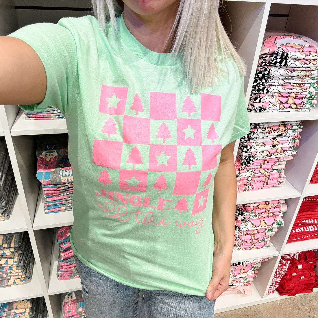 Jingle All The Way Mint Holiday Tee
