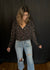 Surplice V-Neck Print Bodysuit - Navy