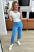 Lisa High Rise Control Top Wide Leg Crop Jeans in Sky Blue