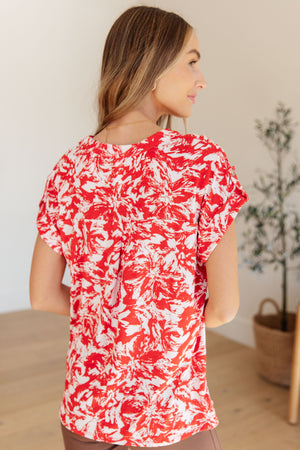 Lizzy Cap Sleeve Top in Red Floral