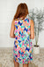 Lizzy Tank Dress in Teal and Pink Ikat