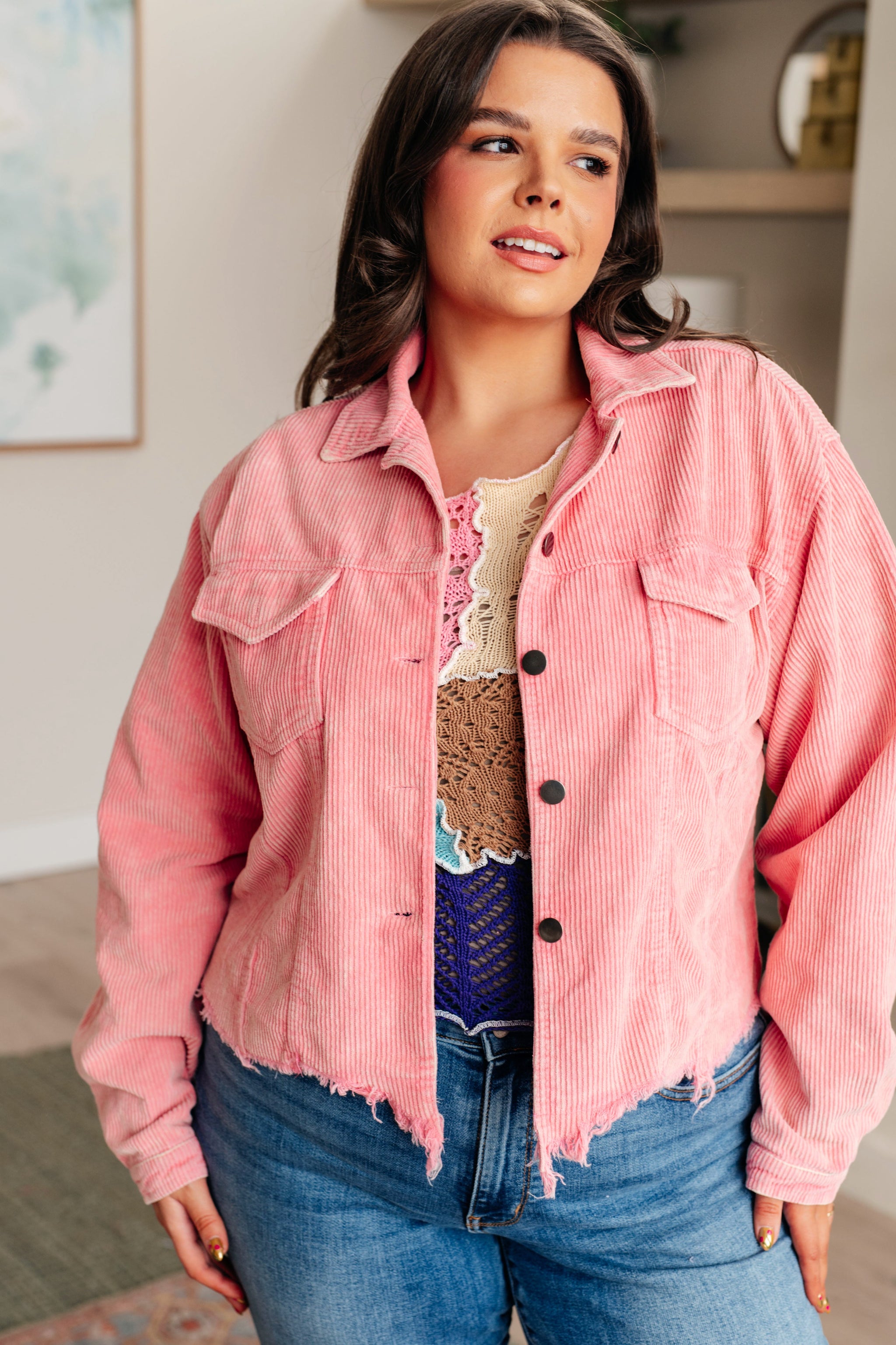 Corduroy pink jacket online