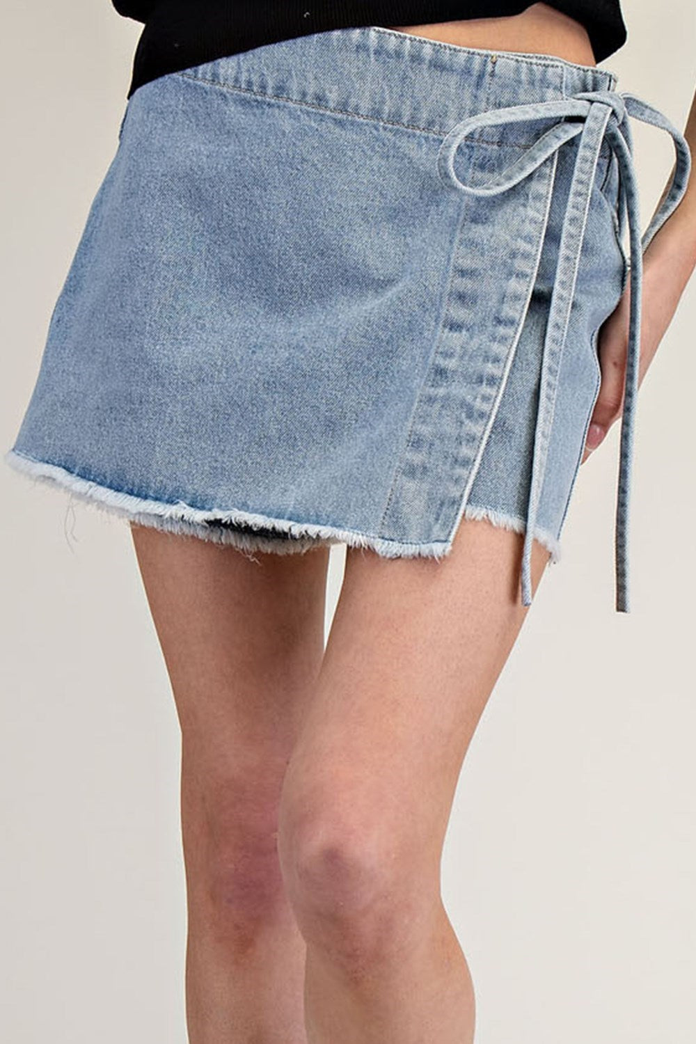 *FINAL SALE*Denim Wrap Tie Waist Skort