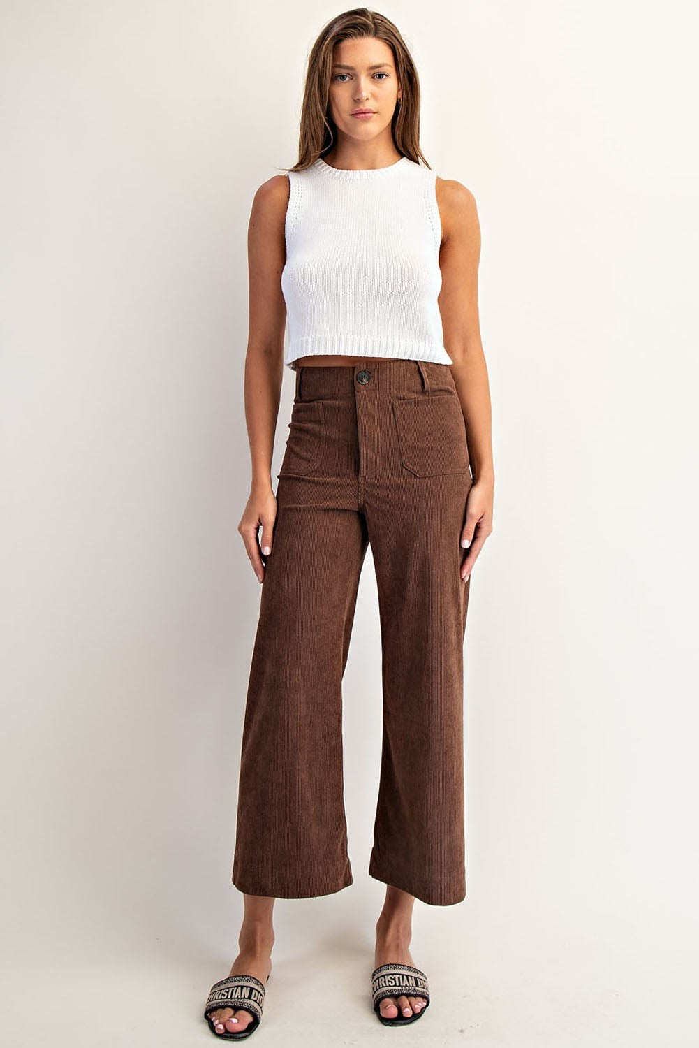 Mocha Corduroy Patch Pocket Pants