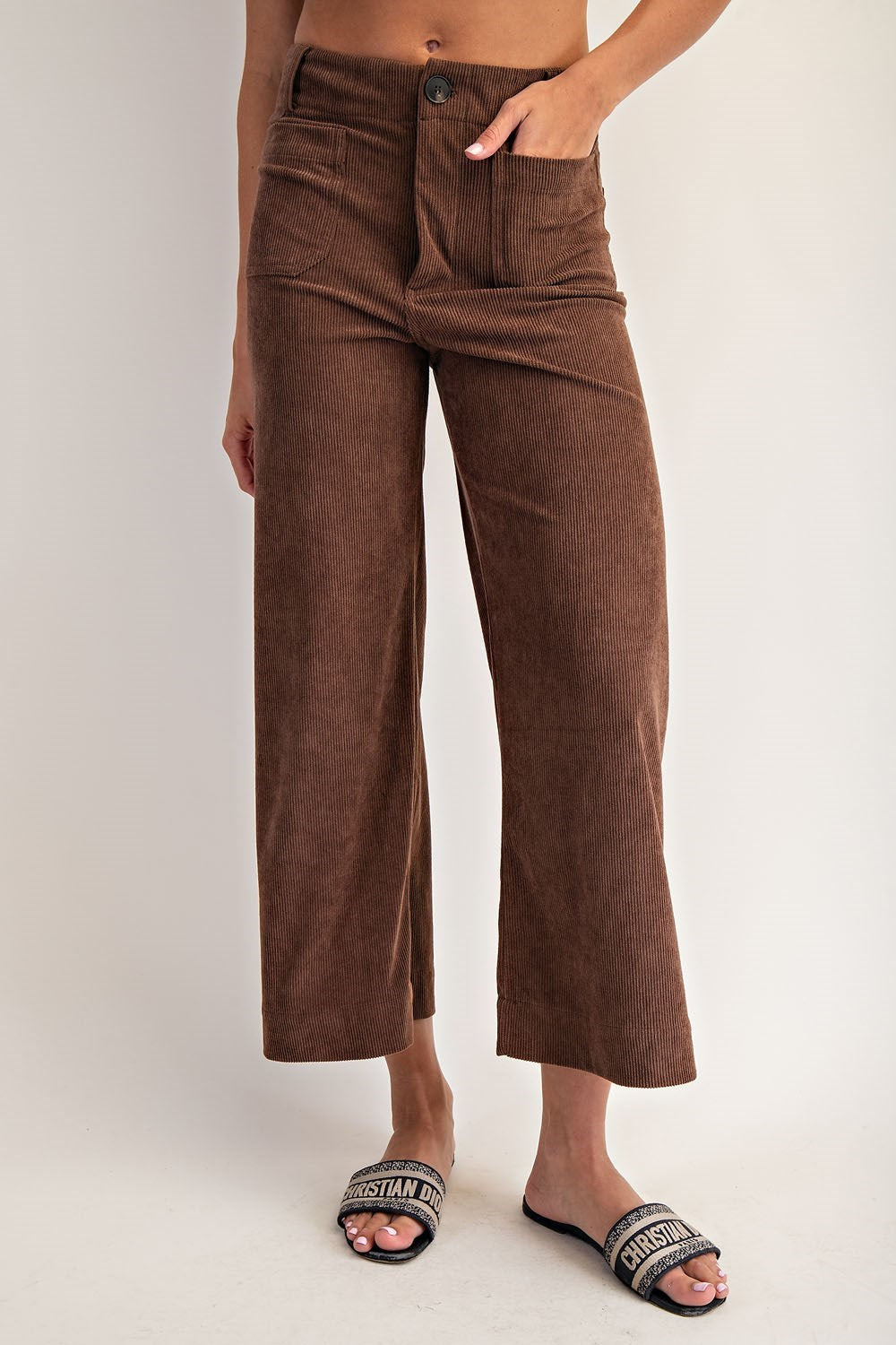 Mocha Corduroy Patch Pocket Pants