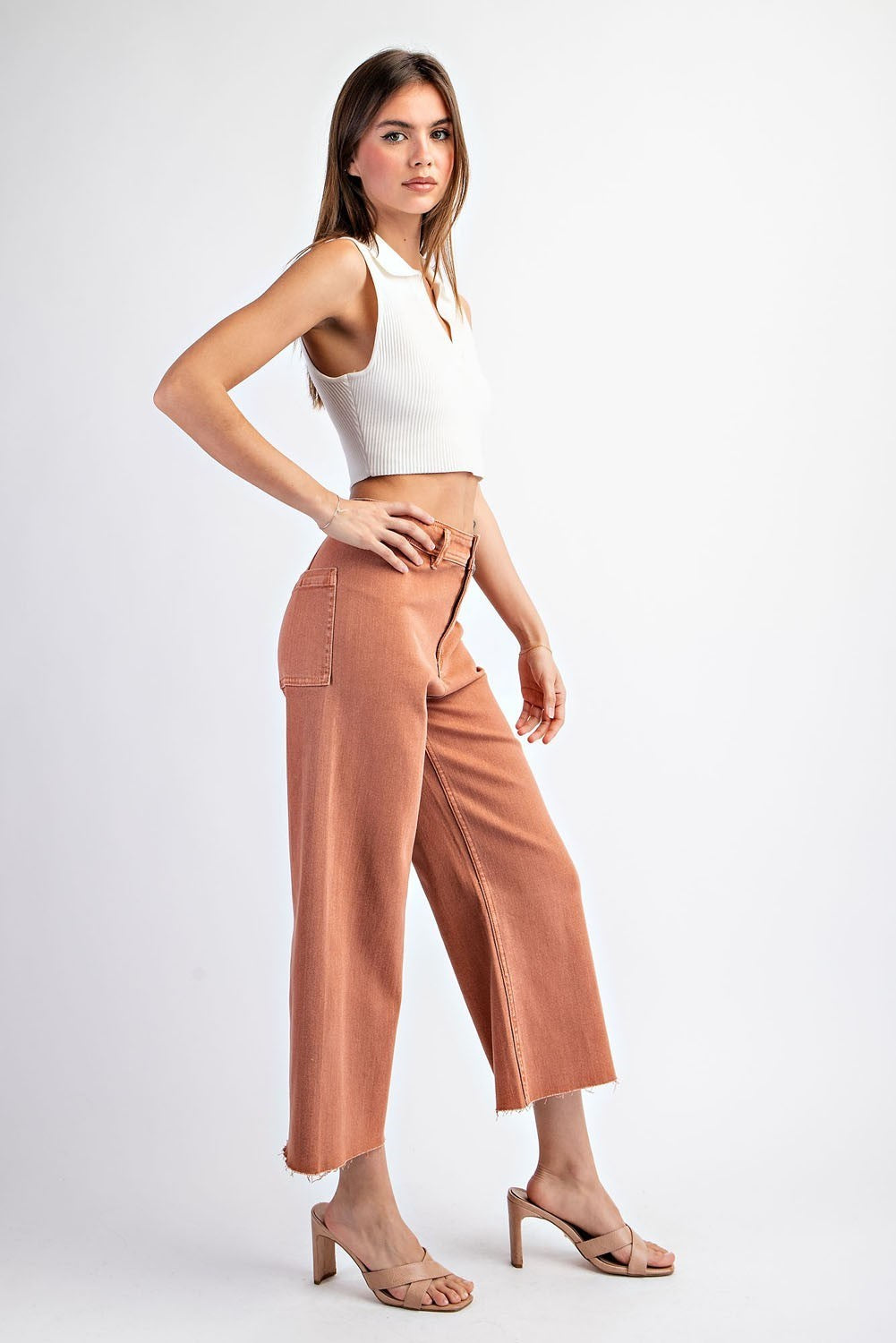 *FINAL SALE*Salmon Mineral Washed Straight Leg Pants