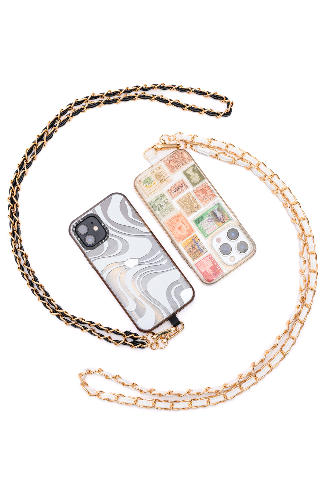 PU Leather Gold Chain Cell Phone Lanyard Set of 2