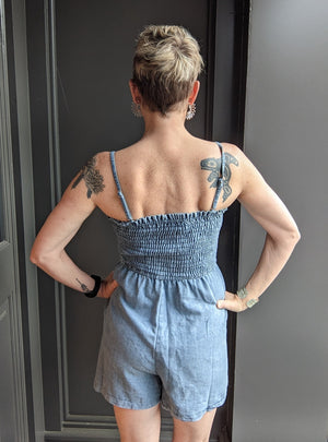 *FINAL SALE* Chambray Smocked Romper