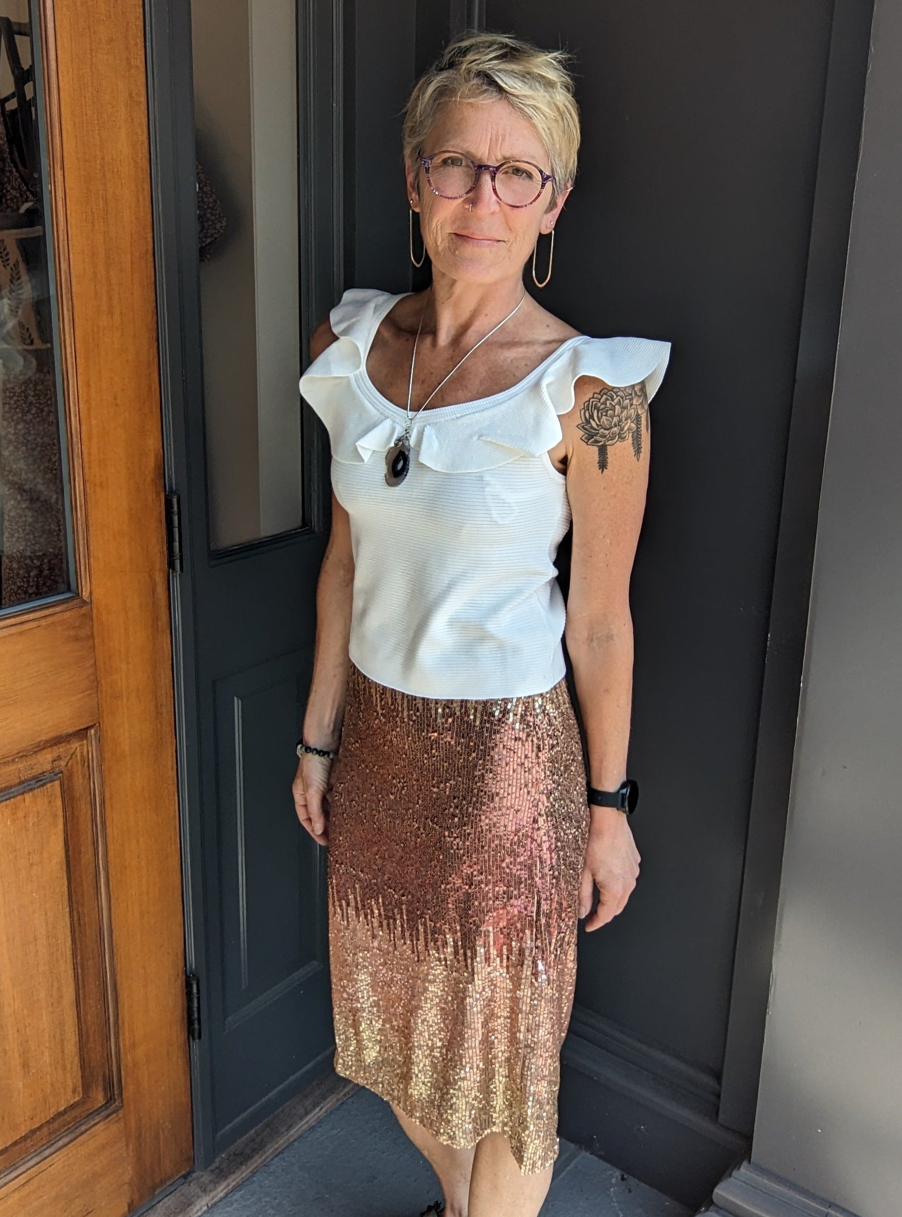 Amber Ombre Sequin Mini Skirt
