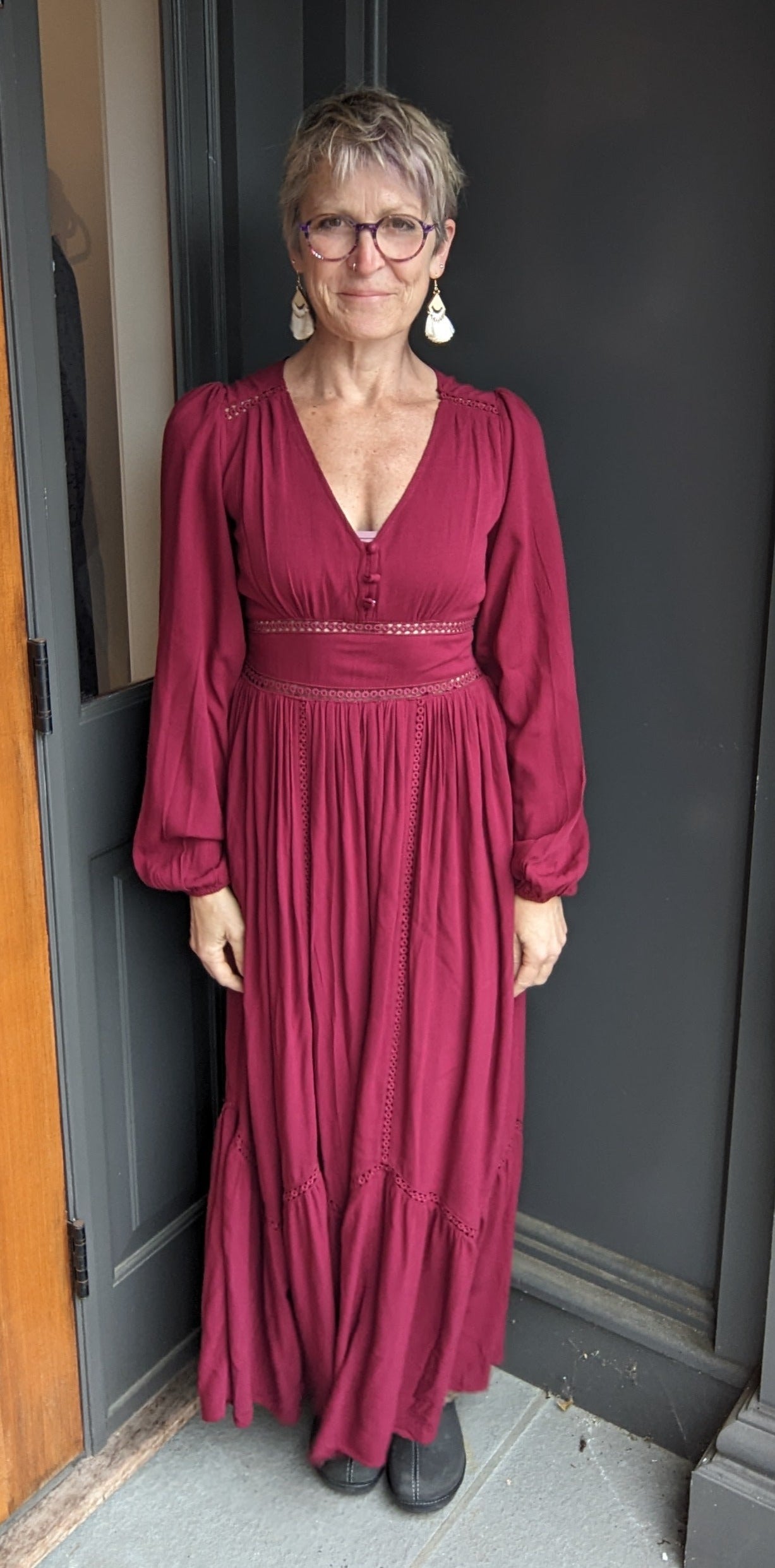 *FINAL SALE* Mulberry Lace Inset Maxi Dress