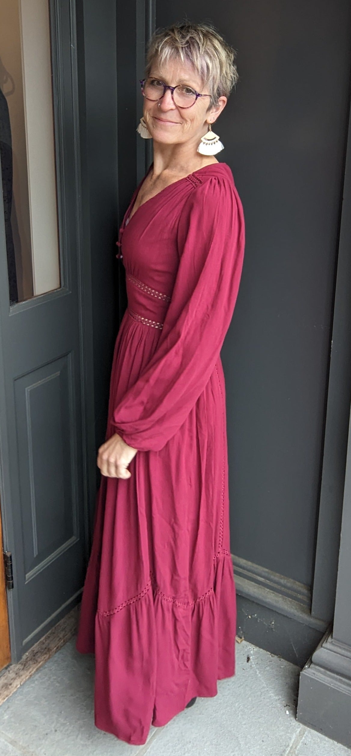 *FINAL SALE* Mulberry Lace Inset Maxi Dress