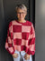 *FINAL SALE* Pink Red Oversized Checkered Sweater