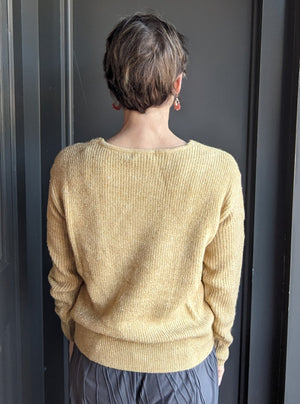 Mustard Metallic Ribbed Sweater