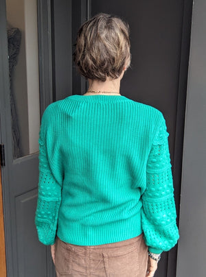 *FINAL SALE* Kelly Green Textured Sleeve Sweater