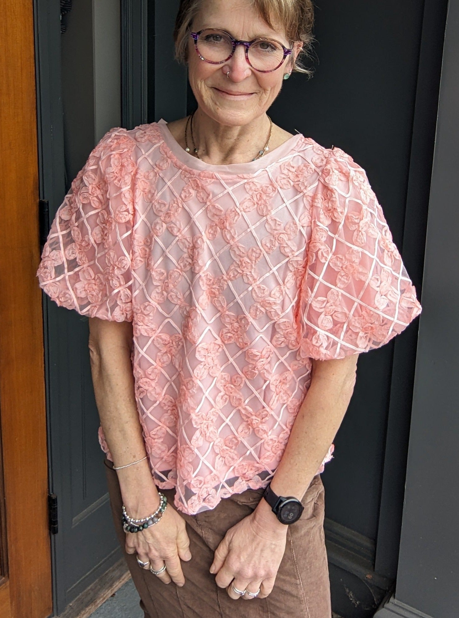 *FINAL SALE* Rose 3D Embroidered Blouse