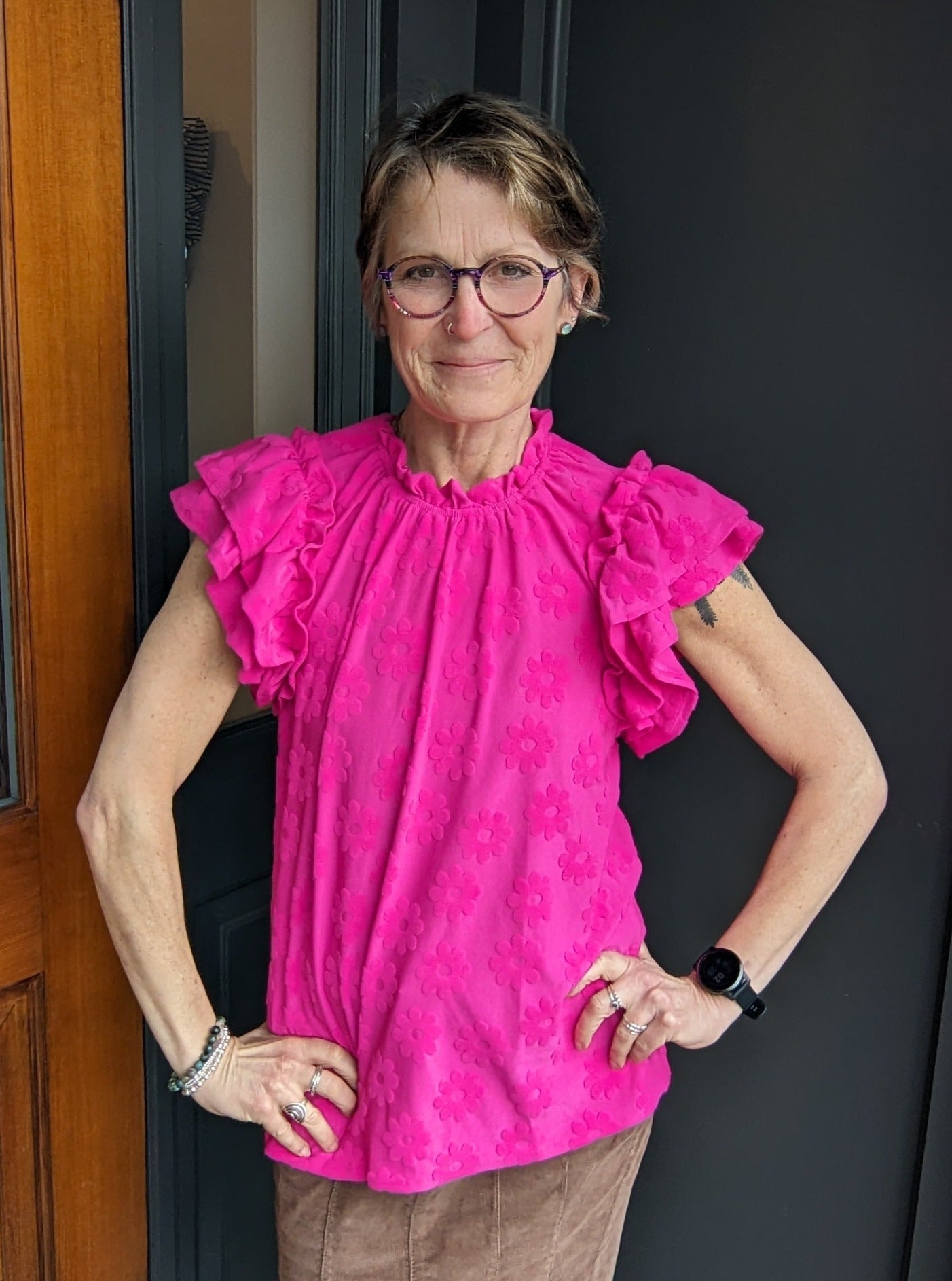 Fuchsia Floral Embroidered Blouse