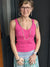 Hot PInk Ribbed V-Neck Tank