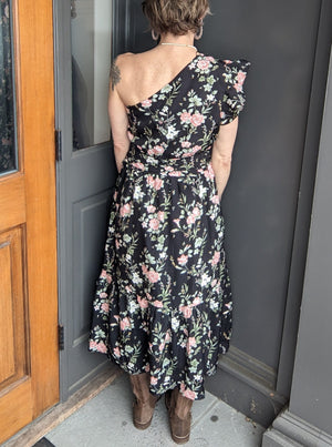 Floral Cold Shoulder Midi Dress