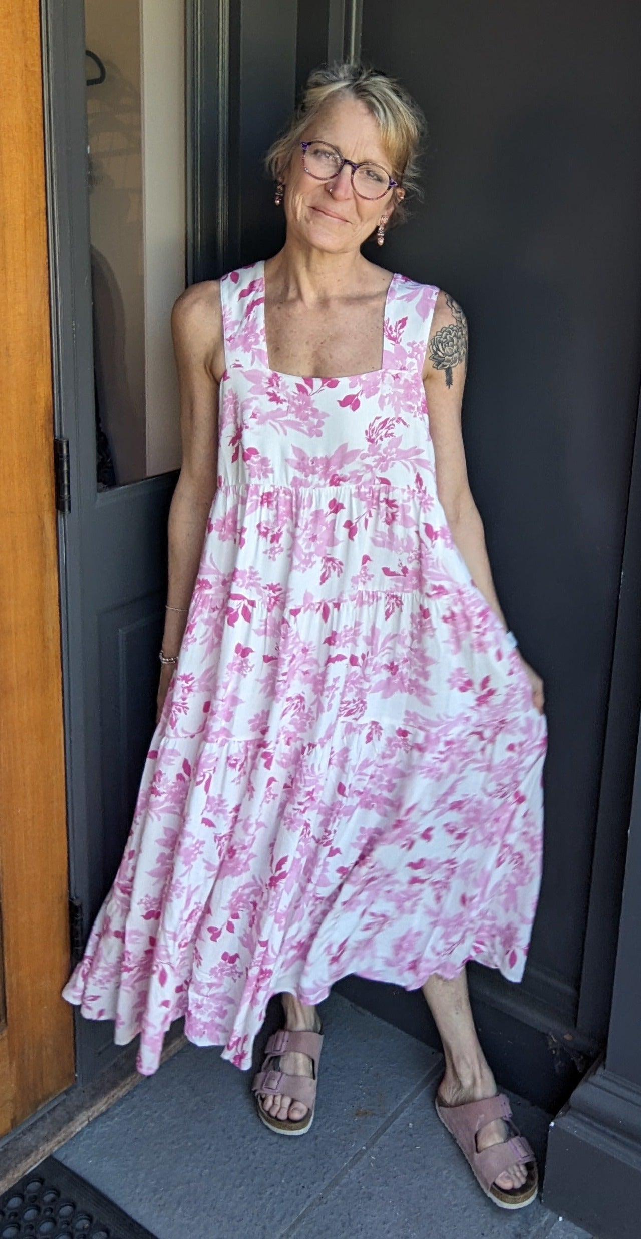 Floral Printed Tiered Midi Dress