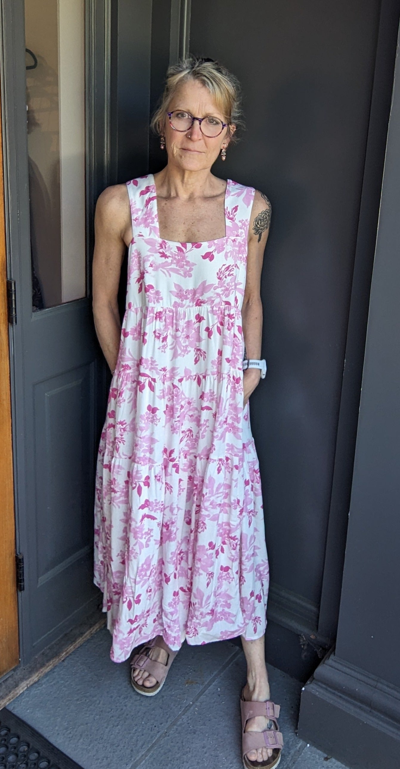 Floral Printed Tiered Midi Dress