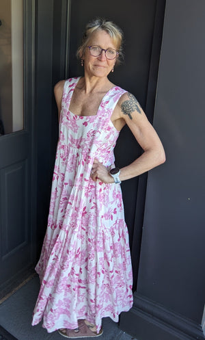 Floral Printed Tiered Midi Dress