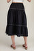 Black Tiered Lace Trim Midi Skirt