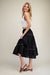 Black Tiered Lace Trim Midi Skirt