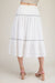 White Tiered Lace Trim Midi Skirt