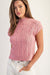 Rose Pink Cable Knit Mock Neck Sweater