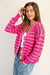 Sugar Pink Textured Open Stitch Striped Knit Cardigan