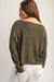 Olive Solid Boat Neck Dolman Sleeve Knit Sweater