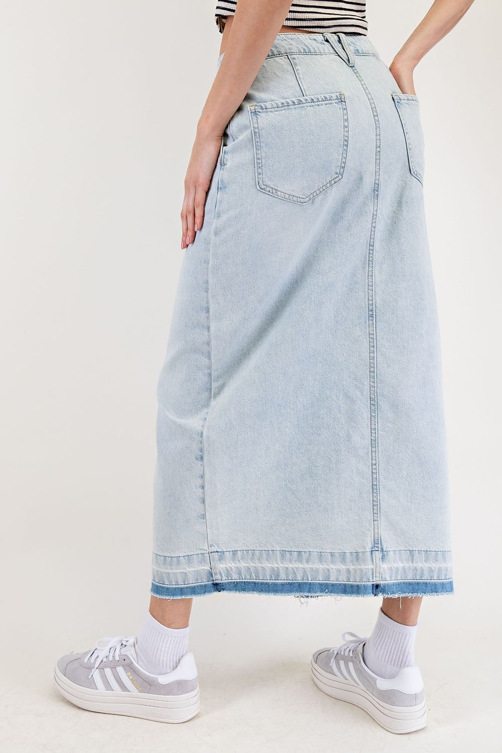 Contrast Edge Denim Skirt
