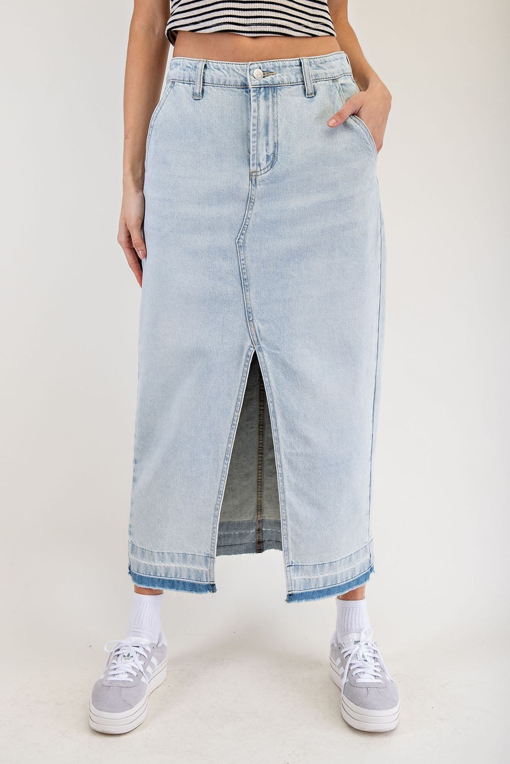 Contrast Edge Denim Skirt