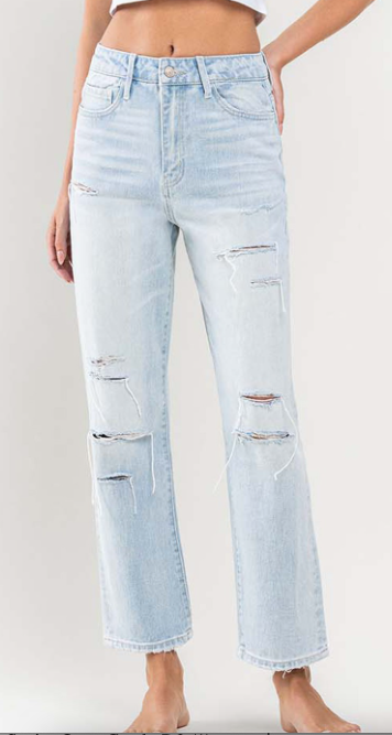 Super High Rise Distressed Ankle Jeans