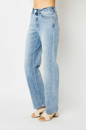 Light Wash Straight Leg Jeans