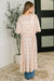 Tropical Print Gauze Kimono with Elastic Waist Tie in Milk Tea