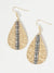 Dual-Tone Chevron Engraved Hammered Teardrop Dangle Earrings: Matte Silver-Matte Gold