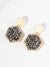 Faceted Glass Beads Hexagon Drop Dangle Earrings: Wine