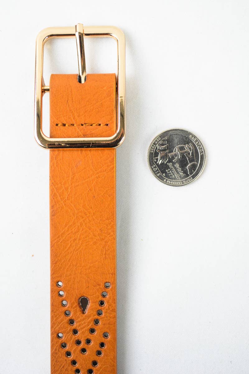 *FINAL SALE* Stick and Poke Arrow Belt: Camel