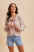 Dusty Rose Cream Cable Knit Ribbon Tie Cardigan