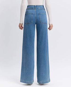 Tie Waist Wide Leg Jeans