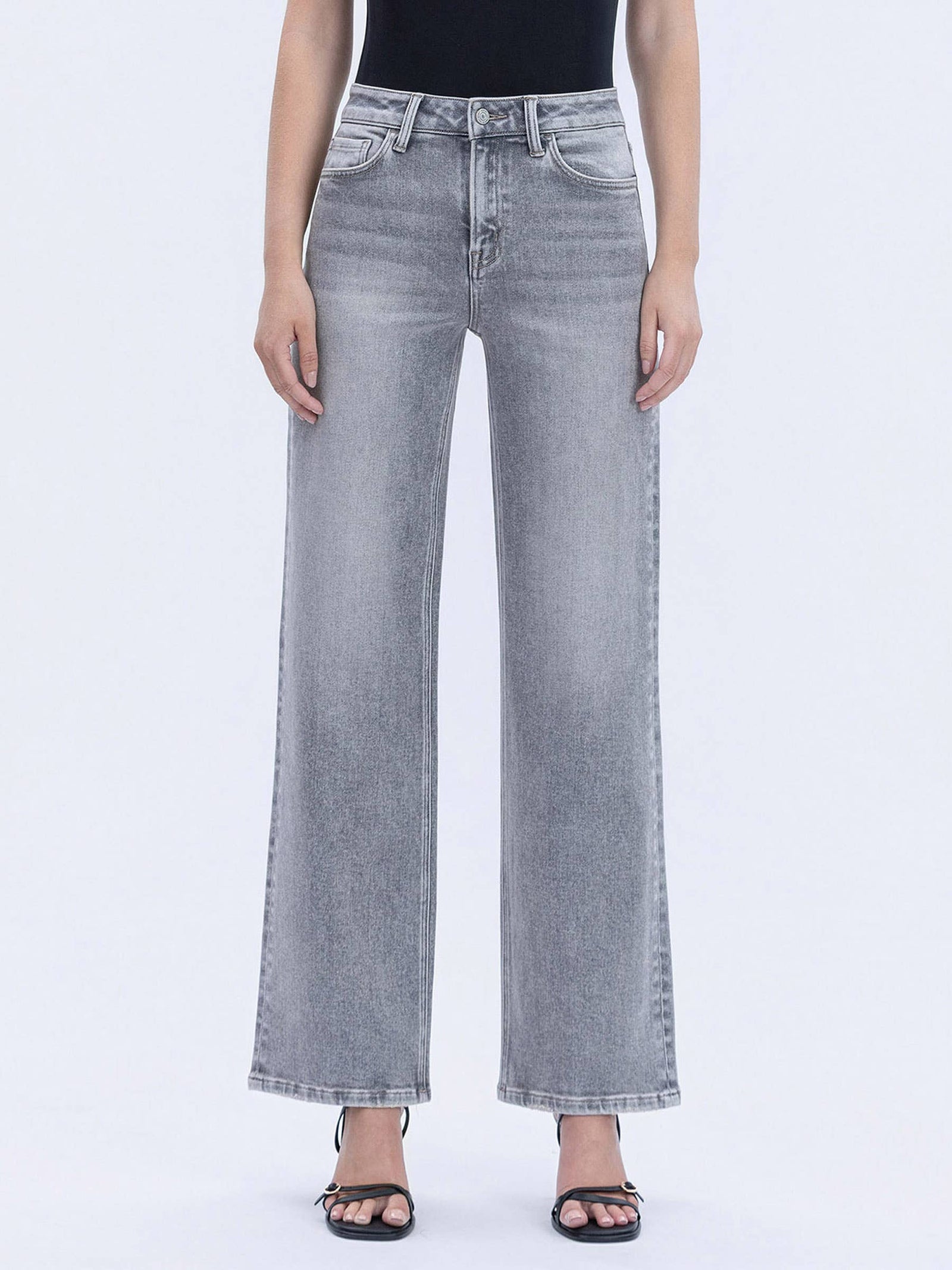 Olivia Grey Wide Leg Jeans
