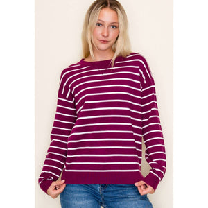 Plum Everyday Striped Sweater