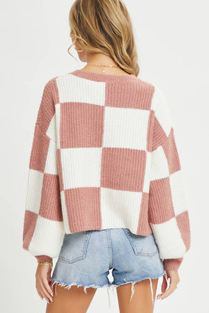 Mauve Checkered Sweater