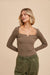 Taupe Ribbed Notch Neck Top
