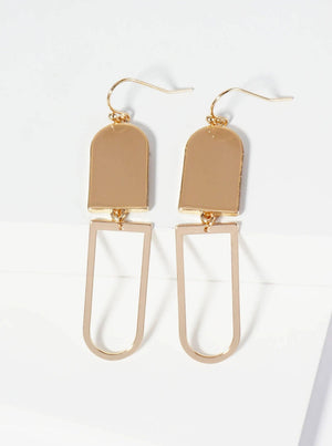Geometric Enamel Dangle Drop Earrings: Light Grey