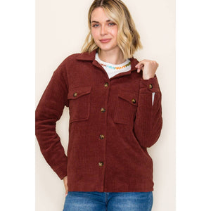 Burgundy Fur Lined Corduroy Jacket